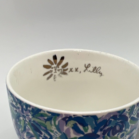 Vintage Lilly Pulitzer 12 oz Tea Cups Blue Floral with Gold Handle - Picture 3 of 8